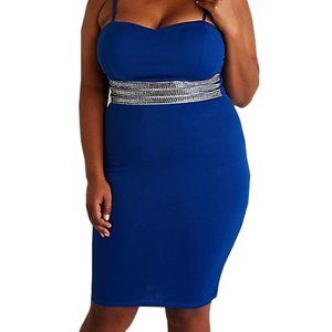Plus Size Embellished Waist Bodycon Dress